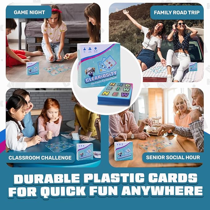 ??Fast-Paced Transparent Word Card Game for Adults & Teens, Educational & Fun Travel Games for Road Trips, Party and Family Games for Kids & Adults Game Night Fun, 2?? Players, Ages 8+