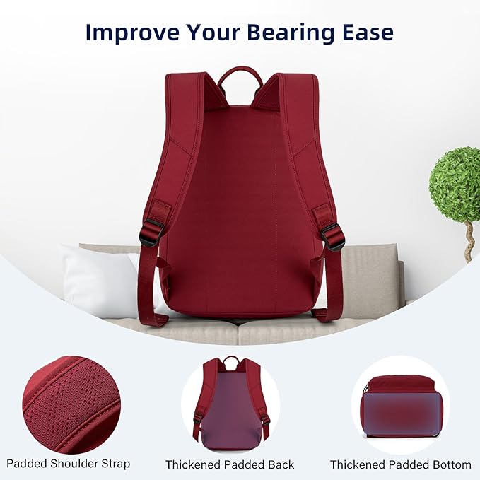Carry On Travel Backpack For Men Women, 13 Inch Small Mini Work Bag Personal Item Backpacks, Camping Back Pack Lightweight Hiking Daypack For Office Nurse Commuter (Burgundy)