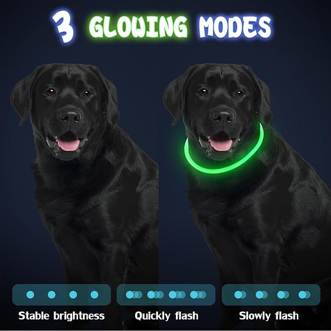 Frienda 4 Pcs Dog Collar LED USB Rechargeable Lights Dog Necklace Collars Doggy Lights for Night Walking Adjustable Safety Lamp Pet Collars for Large Medium Small Puppy(Classic Style,Green, Blue)