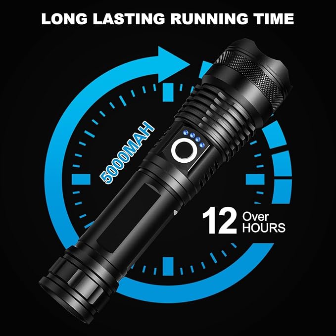 3 Pack Rechargeable LED Flashlights High Lumens, 90,000LM Super Bright Flashlight, Adjustable 5 Modes Powerful Flash Light with USB Cable, Waterproof Handheld Flashlight for Home Camping Emergencies