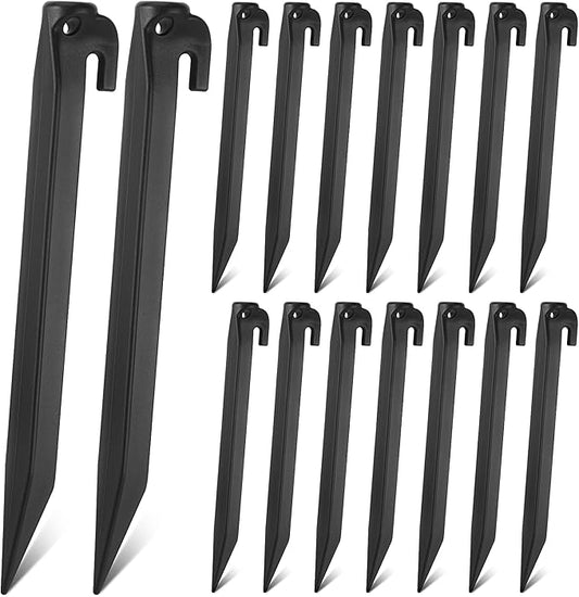 Yalikop 9 Inch Plastic Inflatable Tent Stakes Black Replacement Yard Inflatable Accessories for Camping Tent Pegs Garden Home Decorations