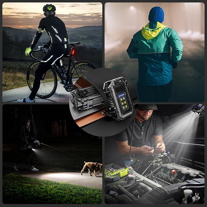 500LM Clip on Flashlight, 2 PCS 8 Modes Running Light for Runners Rechargeable Safety Lights Portable COB Flashlight for Night Working, Running, Camping, Fishing, Hiking, Dog, Gift