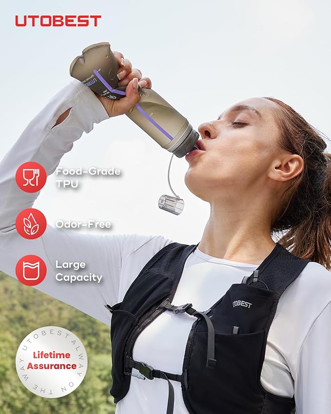 Soft Flask, 1 Pack Flexible TPU Hydration Water Bottle, Collapsible for Running, Hiking, Cycling, Climbing, and Marathon