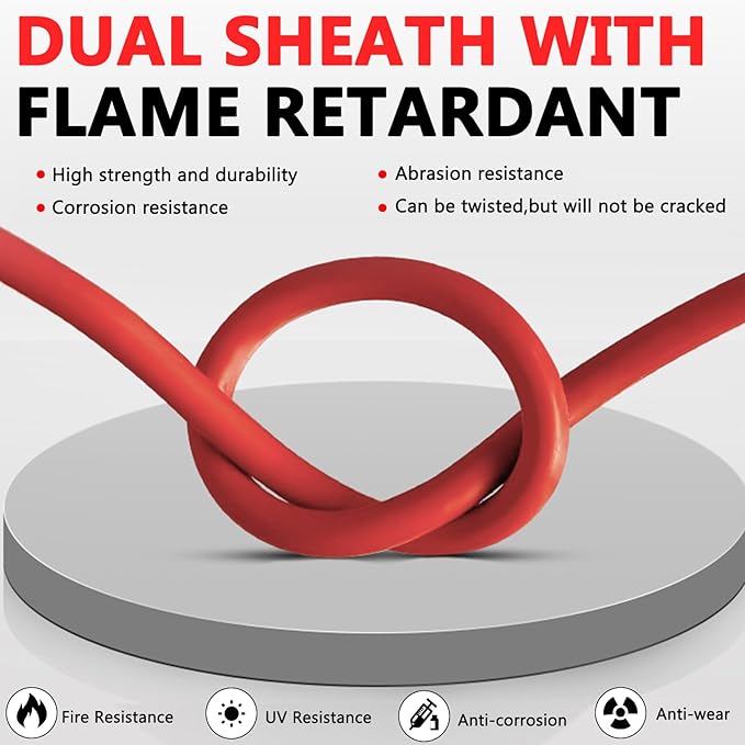 2x70 Feet Solar Panel Extension Cable, 10AWG Solar Cable, Solar Panel Cable with Female and Male Waterproof Connectors for RV, Photovoltaic Systems (70FT Red + 70FT Black)