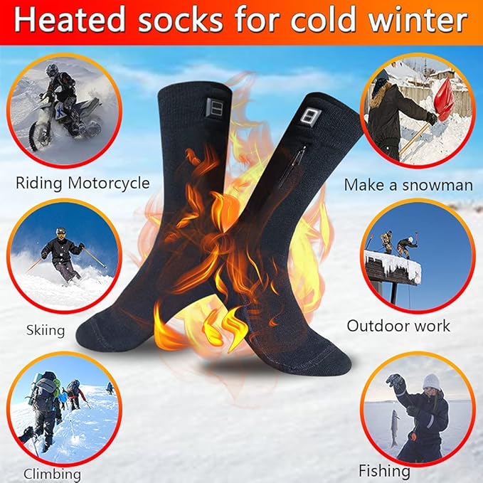 Rechargeable Battery Heated Socks Thermal Foot Warmer for Winter Electric Heated Hosiery for Men and Women