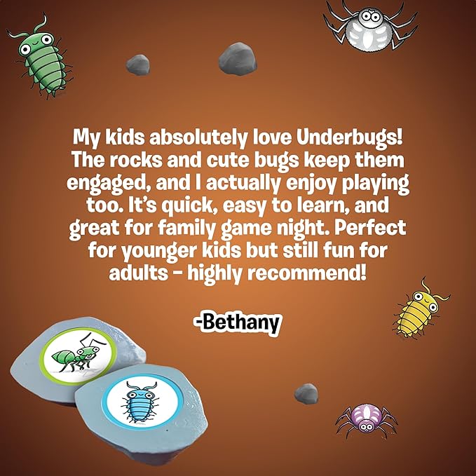 UnderBugs ??Memory Card Game for Kids - Ages 4+ - Bug Matching Fun Family Game ??16 Rock, 20 Magnifying Glass Cards, Educational Puzzle Game for 2-4 Players