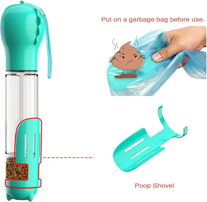 DoqiPaw Dog Travel Water Bottle Leak Proof No Spill Lead Leash Waterer Feeder Accessory Alternative to Dispenser Portable Pet Bowl Large Dogs(500ml) (Blue)