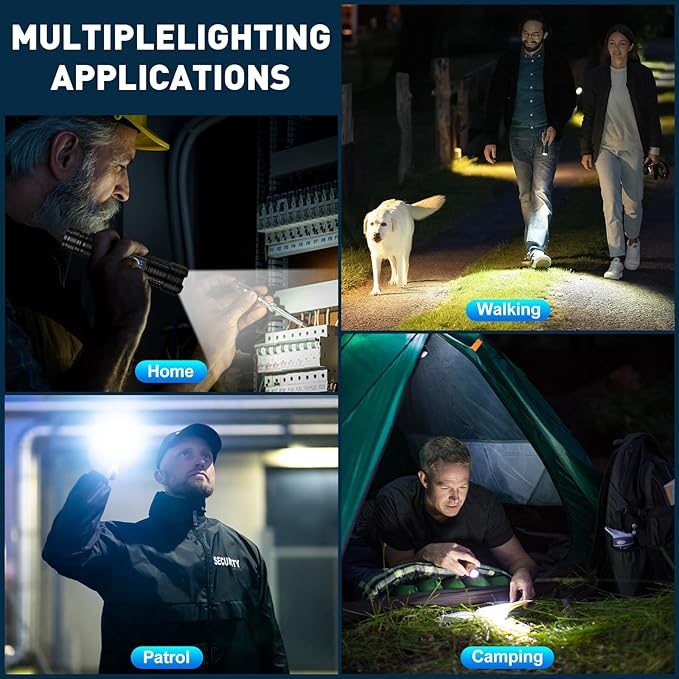 Flashlight Rechargeable LED High Lumens - 99,000lm Bright Powered Flash Light with 5 Modes,Adjustable for Camping,Home