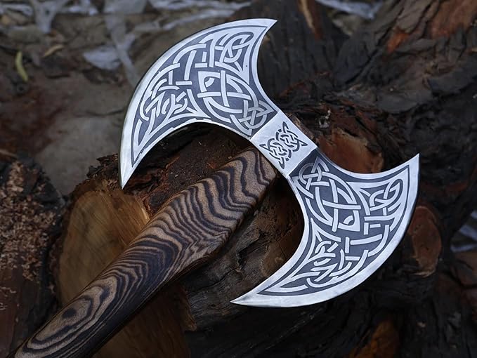 24??Viking Double Handed Axe, Large Norse Axe, Scandinavian Style Hatchet Double Headed ax, Viking ax, History of Norse Mythology self Defense Prop Tools