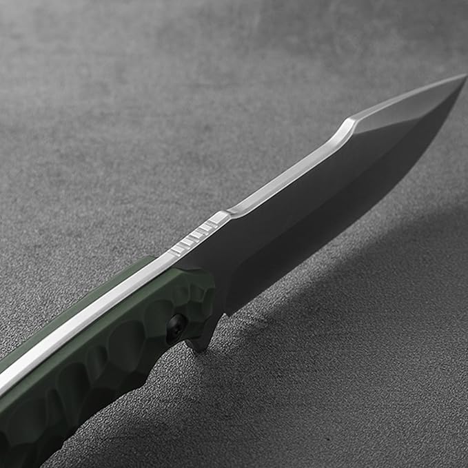 Tactical Knife Fixed Blade (B-ER-DROP POINT), 5.04" 5Cr14MoV Steel Blade Bushcraft knife with ABS handle, Full Tang Survival Knife, Gifts for men, (Green)