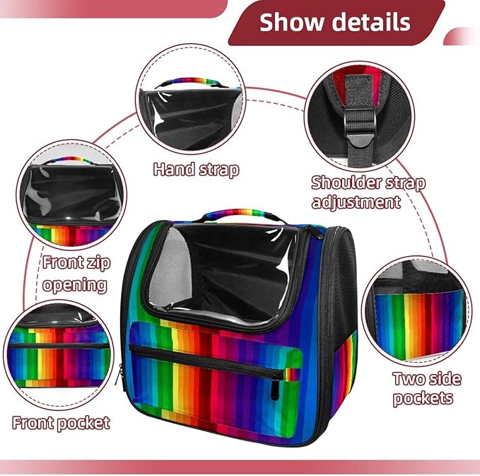 Colorful Rainbow Painting Stripes Pet Carrier Airline Approved Pet Carrier Bag Dog Carrier for Small Medium Cats Dogs Puppies Kitten
