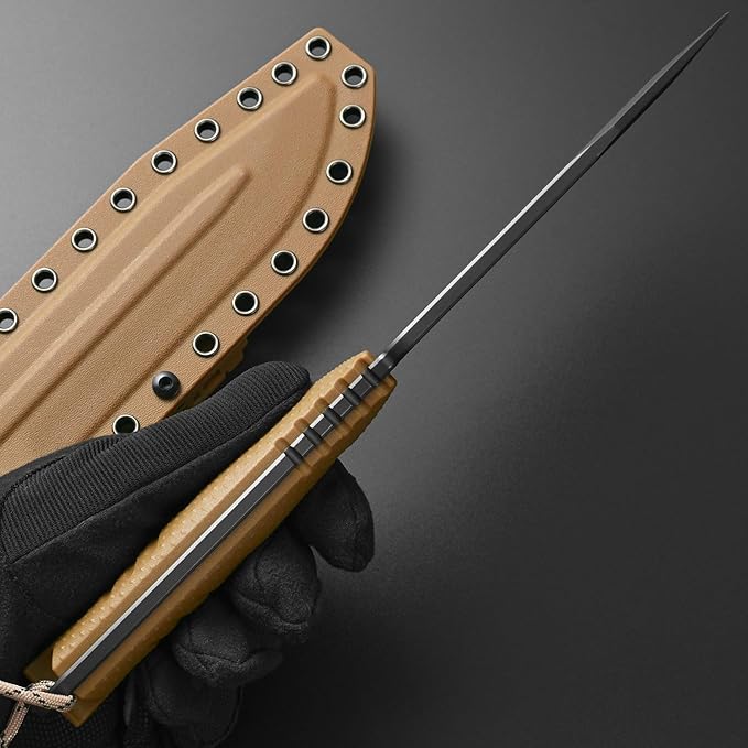GTK2 Fixed Blade Knife AUS-10 Steel Blade Nylon Fiberglass Handle Full Tang EDC Tool Knifes for Outdoor Camping Survival Adventure Bushcraft (brown)