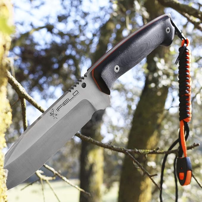 iFIELD Survival Knife Workout MOVA Satin Blade, Includes Sheath, Survival Knife, Camping Tool for Fishing, Hunting, Sport Activity