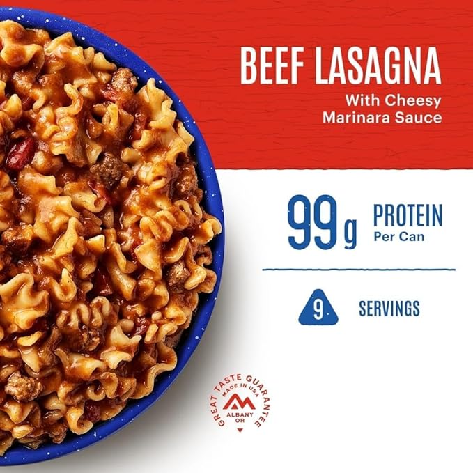 Mountain House Freeze-Dried Beef Lasagna with Cheesy Marinara Sauce #10 Can ??9 Servings per Can ??Fully Cooked, Ready-to-Eat Emergency & Survival Food ??30-Year Taste Guarantee??Camping, Hunting, Backpacking Meal ??Pack of 6 ??Made in USA
