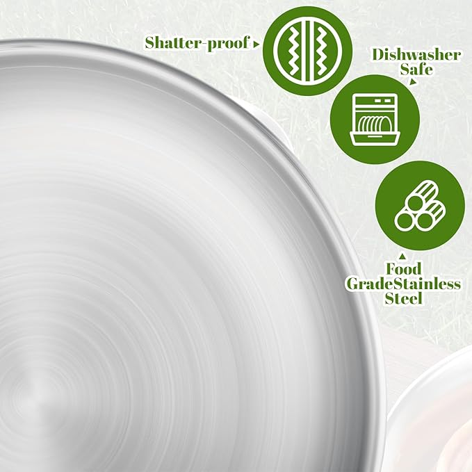 LemonRoad 2 Set Stainless Steel Camping Utensil Kit, Include 2 Collapsible Cups with Lid and Keychain, 2 Plates, 2 Bowls, 2 Spoons, 2 Forks and 2 Knives Camp Dinnerware for Hiking, Picnic, Travel