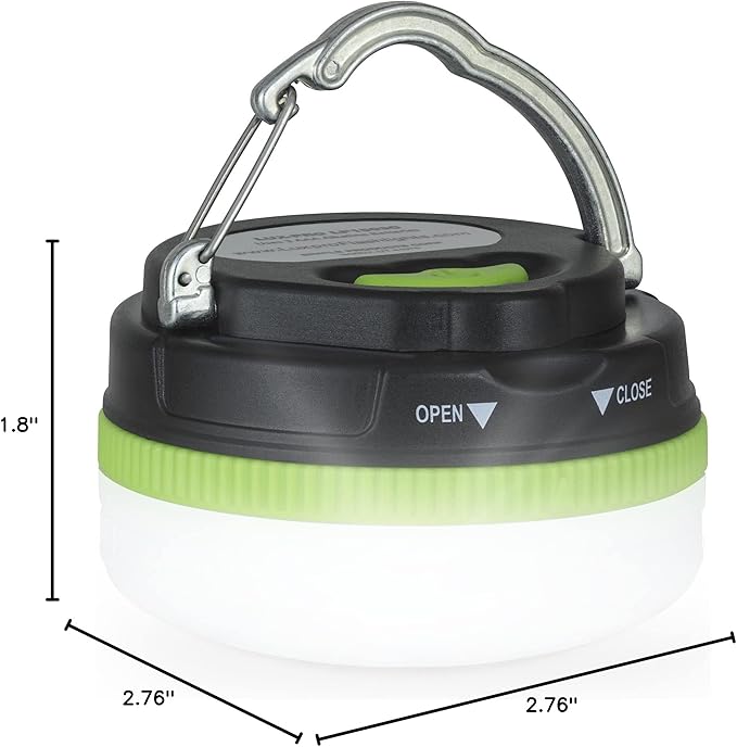 LUXPRO LP1503C Compact Hanging LED Lantern - Battery Powered Lantern - Camping Tent Light with Magnetic Base and Collapsible Carabiner Hook