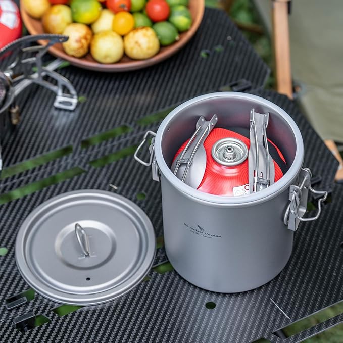 Boundless Voyage Titanium Rice Cooker Camping Cooking Pot Ultralight Camping Cookware Set for Kitchen, Hiking, Picnic, Travel Ti-2093