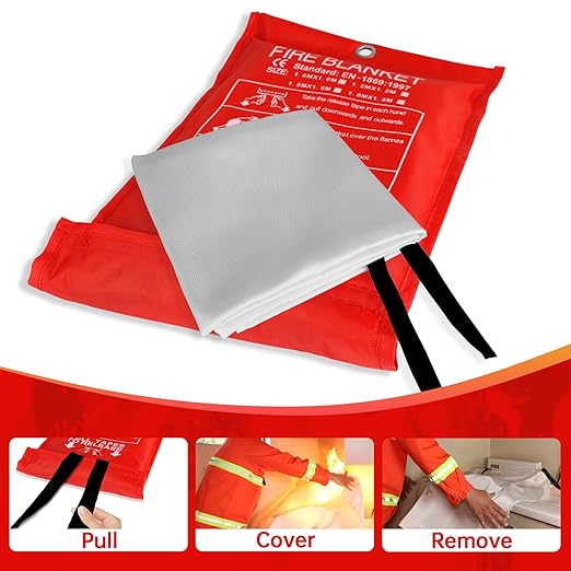 Fire Blanket - Thick Fire Blanket Fire Suppression Blanket - Fire Blankets Emergency for People - Fire Safety Blanket with Emergency Whistles - Fireblanket for Kitchen, Home
