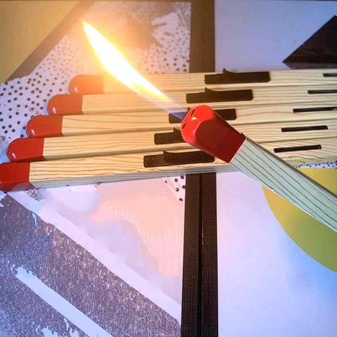 Matchstick Candle Lighter, Vintage Match Stick Lighter- Refillable, Fuel Canister, Creative Metal Giant Butane Lighters, Reusable Open Flame Shaped Multipurpose Adjustable Large Stick Lighters(4p)