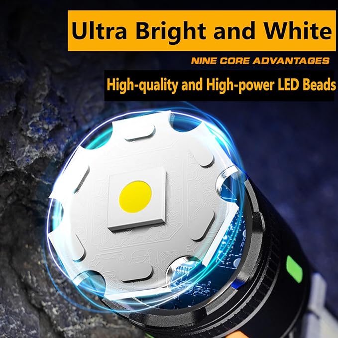 ailight Flashlights High Lumens Rechargeable, High Lumens Super Bright Flashlight with LCD Digital Display, Zoom, 5 Modes, IPX6 Waterproof, Powerful Tactical Flashlight for Emergencies, Camping