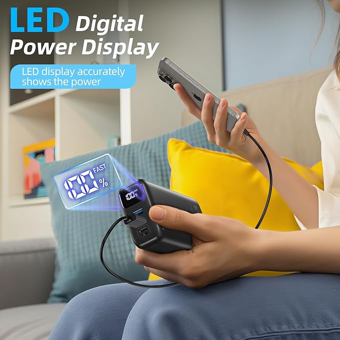 50000mAh Portable Charger Power Bank,22.5W Fast Charging Portable Phone Charge USB-C PQ3.0 QC4.0,LED Display, Battery Pack for iPhone 17/16/15 Pro Samsung Google, for Travel Camping Essential