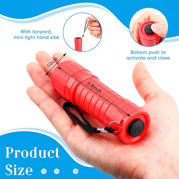 Riakrum 60 Pack 9 LED Flashlight Bulk Small Plastic Handheld Flashlights with Lanyard for Home School Night Reading Emergency Christmas Gifts, AAA Batteries Included(Cute Color)