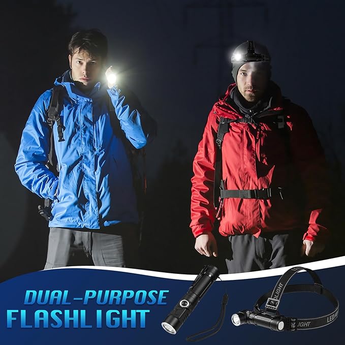 Super Bright 1000 High Lumens Tactical Flashlights,Rechargeable 90 Degree Magnetic LED Flashlight, 6 Modes, IP44 Waterproof for Camping Emergency Repair Outdoor FE10(Black)