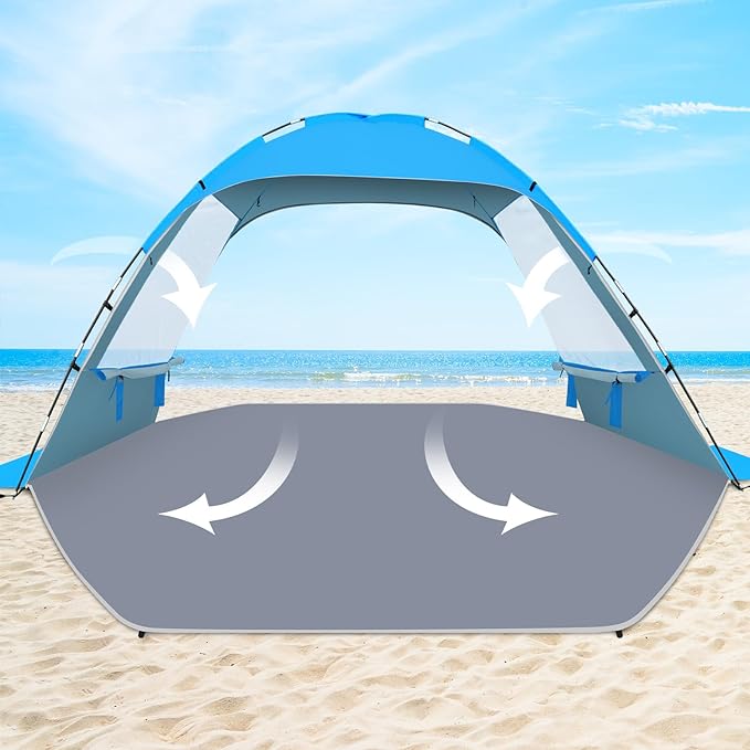 Gorich Beach Tent Sun Shelter for 3/4-5/6-7/8-10 Person with UPF 50ï¼?UV Protection, Lightweight & Easy Setup Beach Shade Canopy, Portable Beach Shade Tent Beach Cabana