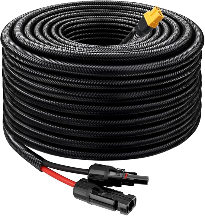 Solar to XT60 Cable 10AWG 50FT Solar Connector to XT60 Adapter Cable for Solar Panel to Battery RV Portable Power Station Solar Generator - 50 Foot