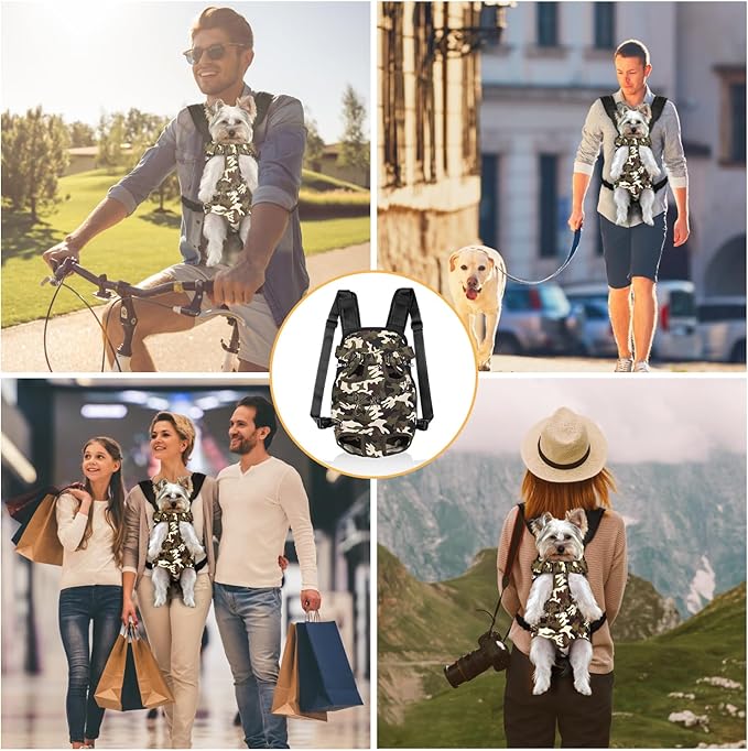 YUDODO Pet Dog Carrier Backpack Adjustable Dog Front Carrier, Legs Out Easy-Fit Dog Travel Backpack Carrier for Hiking Camping for Small Medium Dogs Cats and Rabbits (Small, Camouflage Green)