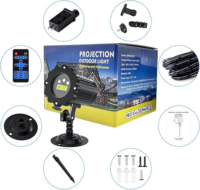 Christmas Projector Lights Outdoor, Garden Light Projector with Timer, Firefly Lights, IP65 Waterproof, Holiday Decoration for Halloween, Christmas, Home, Party, Garden Decor