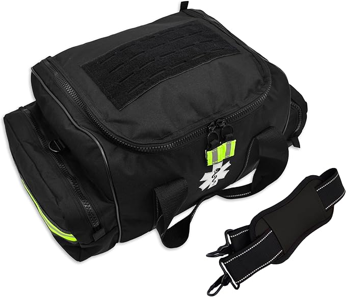 Lightning X MB30-SKC Large EMT Trauma Kit | Fully Stocked First Responder Bag w/ 240+ Supplies | EMS Fire Police Office Sports Team Emergency Medical Kit - Black
