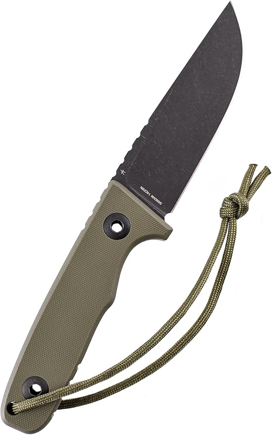 SCHNITZEL TRI - Outdoor Knife with Kydex Sheath and Dangler Carrying System - Bushcraft Knife Outdoor Leisure Knife Adult (Green)