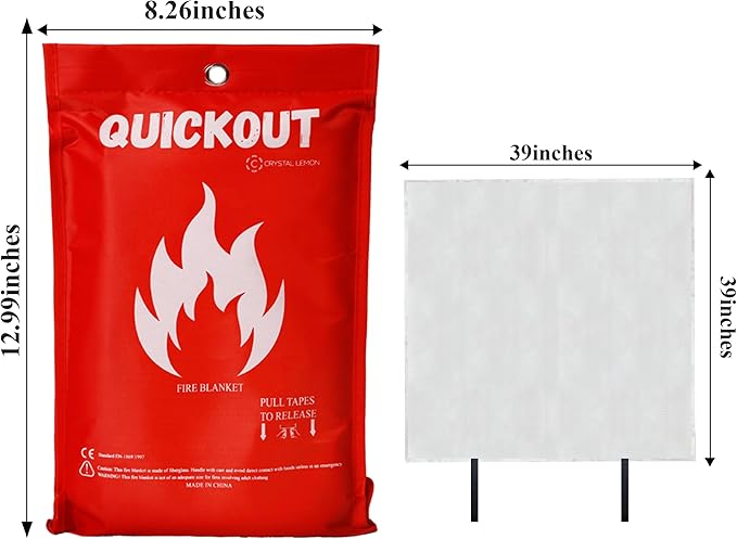 C CRYSTAL LEMON Fire Blanket Survival Cover for Kitchen – Home Safety Heat Protection for Small Cooking Accidents and Fire Suppression