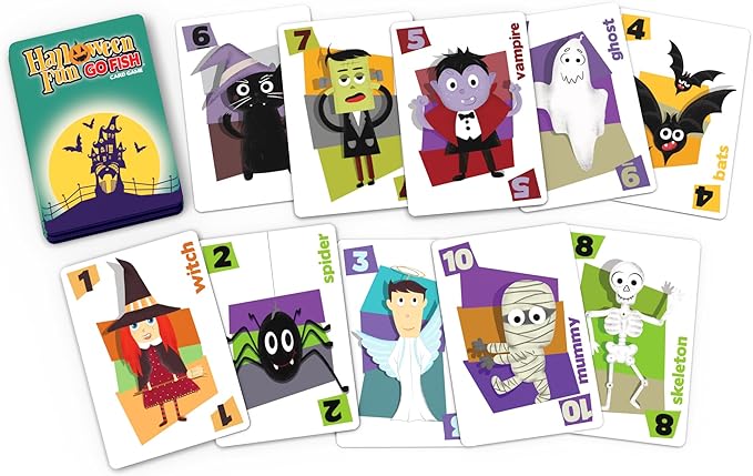 Halloween Fun Go Fish, a Family Game for Kids Ages 4 and Up - Play Go Fish, Old Maid and Slap Jack Using The Same Deck