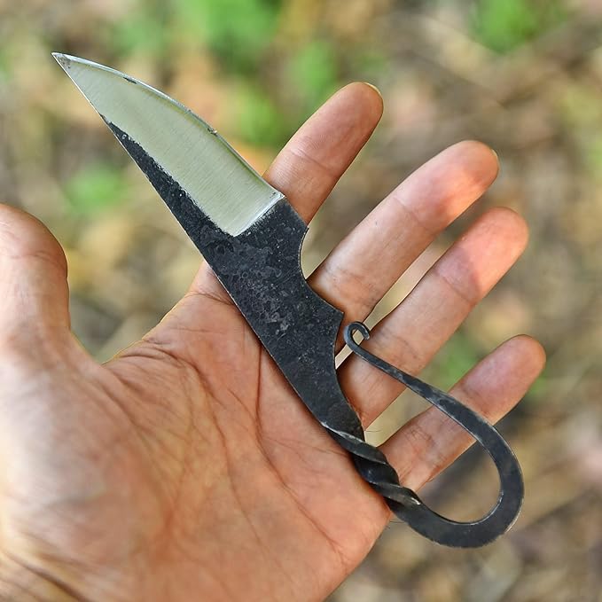 Custom Handmade Carbon Steel Blade Hunting Knife with Leather Sheath - Ideal for Skinning, Outdoor Camping, Hiking - EDC Fixed Blade Bushcraft Knives with Vikings Handle. (Viking Knives)