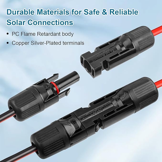 XRDS -RF 12AWG Solar to XT60i Extension Cable 50FT– Tinned Copper, Heavy-Duty XT60i Female Wire for Solar Panel, Battery, and Power Station, Low Resistance