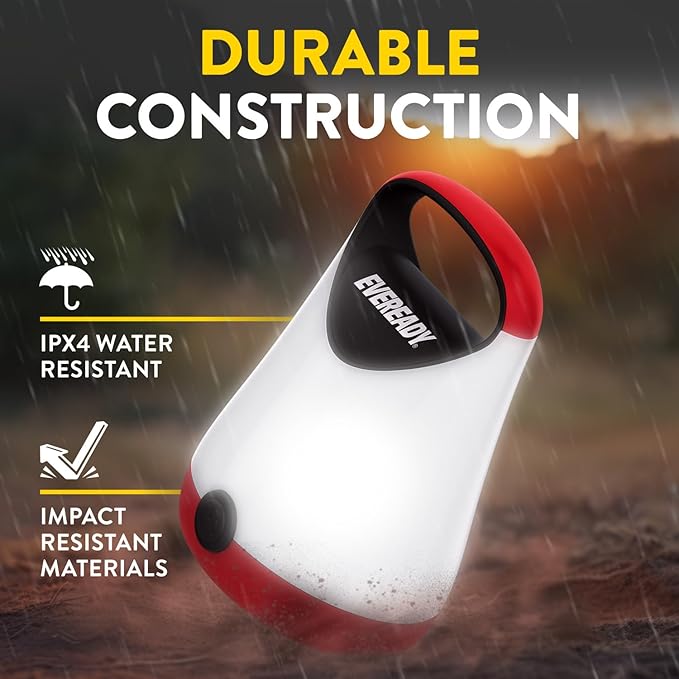 Eveready LED Camping Lantern X-250 (2-Pack), Super Bright Tent Lights, Rugged Water Resistant LED Lanterns, 100 Hour Run-time (Batteries Included), Red and Black