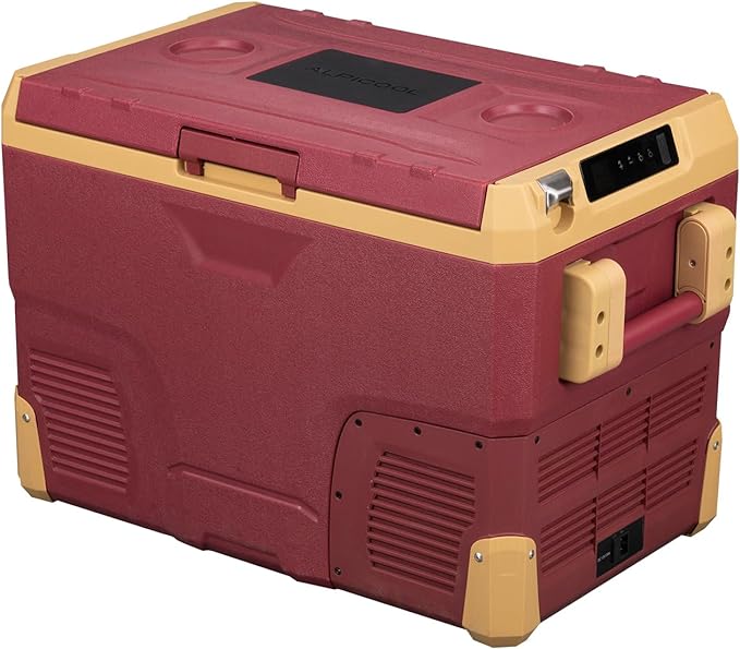Alpicool IR42 Portable Fridge 12 Volt Car Refrigerator 42 Quart Fast Cooling Freezer for Fishing, Camping, RV, Truck, Boat-12/24V DC(Red &Yellow)