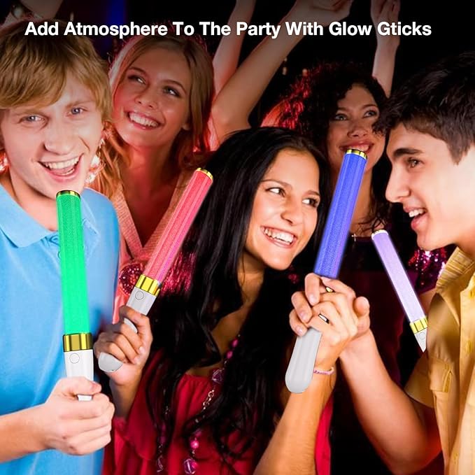 2 Pack LED Light Sticks-15 Colors Reusable Glow Sticks, Glow Party Supplies for Wedding, Birthday, Raves, Halloween, Christmas, New Year, with AAA Battery