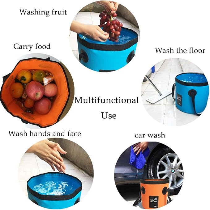 Sunglow Collapsible 5 Gallon Multifunctional Portable Fishing Bucket - Wash Basin Folding Bucket - Water Container for Fishing, Camping, Gardening (20L/5 Gallon (Orange))