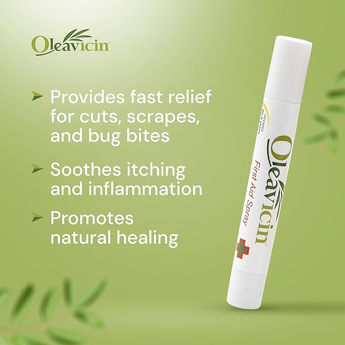 First Aid Spray & Bug Bite Relief - 2 Pack ??Organic Olive Leaf Extract | Fast-Acting Relief for Minor Skin Irritations, Bug Bites & Burns | Natural & Clinically Proven | 0.17 oz (5ml)