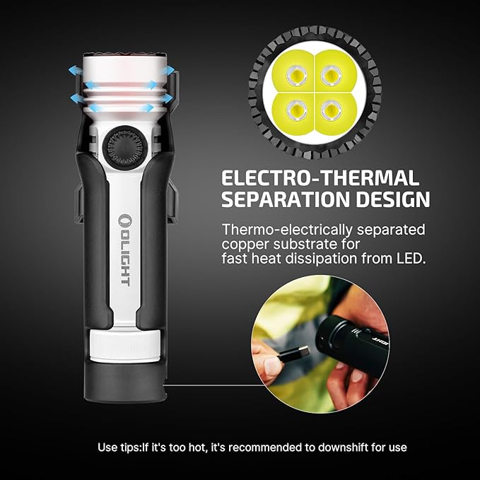 OLIGHT Seeker 4 Pro Rechargeable Flashlights, 4600 Lumens High Powerful Bright LED Light with USB C Holster, Waterproof IPX8 for Emergencies, Camping, Searching(White)