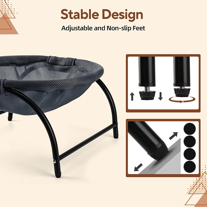 Raised Cat Hammock Bed, Standing Cat Cot with Washable Mesh, Pet Bed for for Kittens,Dark Blue
