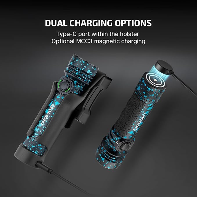 OLIGHT Seeker 4 Pro Rechargeable Flashlights, 4600 Lumens High Powerful Bright Light with USB C Holster, Waterproof IPX8 for Emergencies, Camping, Searching (Neptune)