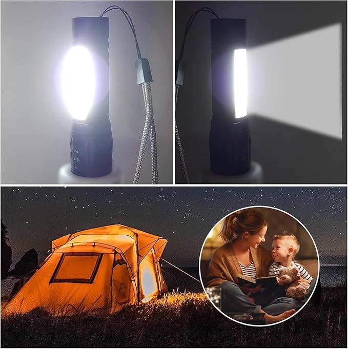 10 Pack LED Rechargeable Flashlight, Super Bright Small MiniCamping Flashlights Zoomable Beam, Convenient USB C Charging for Camping Hiking Outdoor Home Emergency (Style 6)