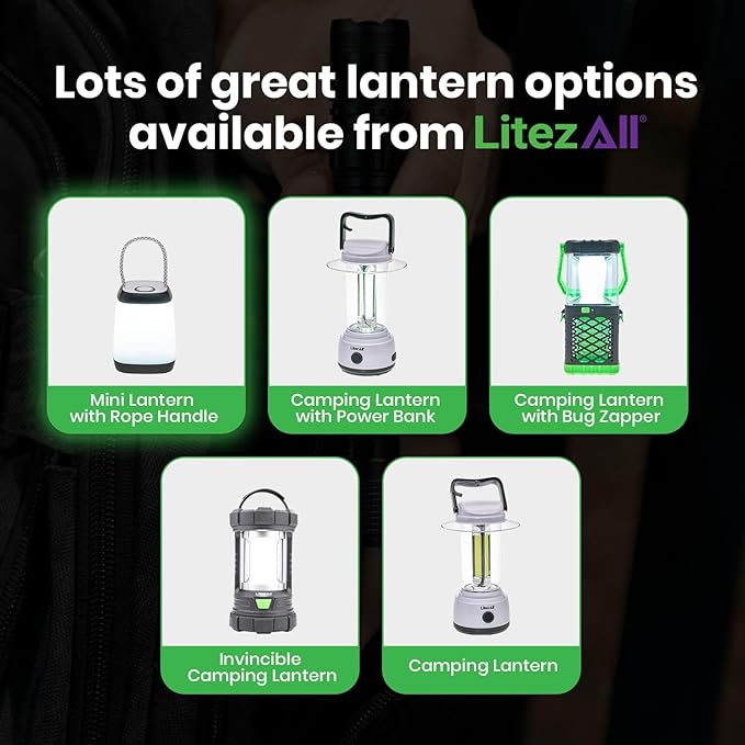 LitezAll Mini LED Camping Lantern with Rope Handle – 360° Light, 4 Modes, Battery Operated Portable Lantern for Kids, Outdoors, Emergencies, Sleepaway Camp, Hiking & Backyard Use