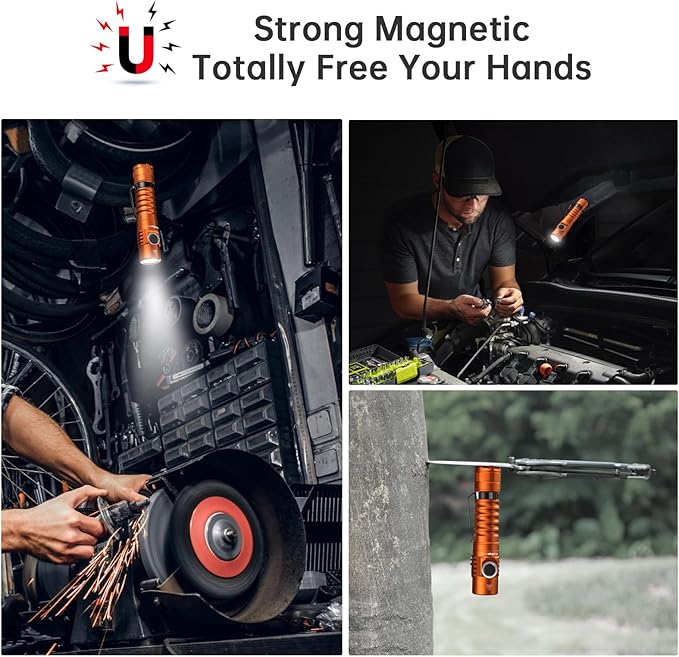 Wurkkos FC11C LED Flashlights Rechargeable -Small Powerful EDC Flashlight 90CRI 1200 High Lumen, IP68 Waterproof,Magnetic Tailcap,155M Beam Distance for Garden Dog Walking Emergency(Orange 4000K)