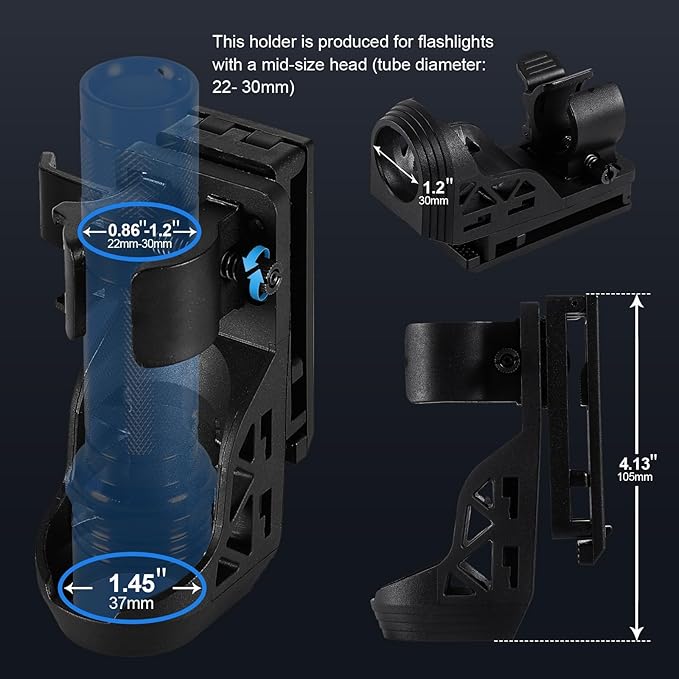 SABERTOOTH Police Tactical Flashlight-2200 High Lumen Duty Belt Flashlight for Law Enforcement Defense Single Mode Flashlight with Holster Tactical Gear Safety Accessories(Black)