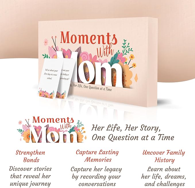 Game That Song Moments with Mom - Conversation Cards Gift for Mother's on her Day! Includes 120 question Cards for boy and Daughter Gifts to Learn More About her! Fun!